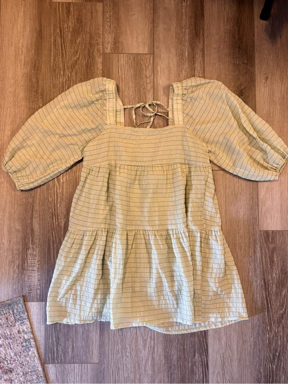 🌱LUSH🌱 Light Green Puff-Sleeve Babydoll Dress